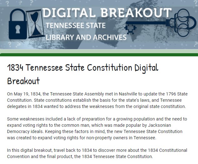 1834 State Constitution Digital breakout