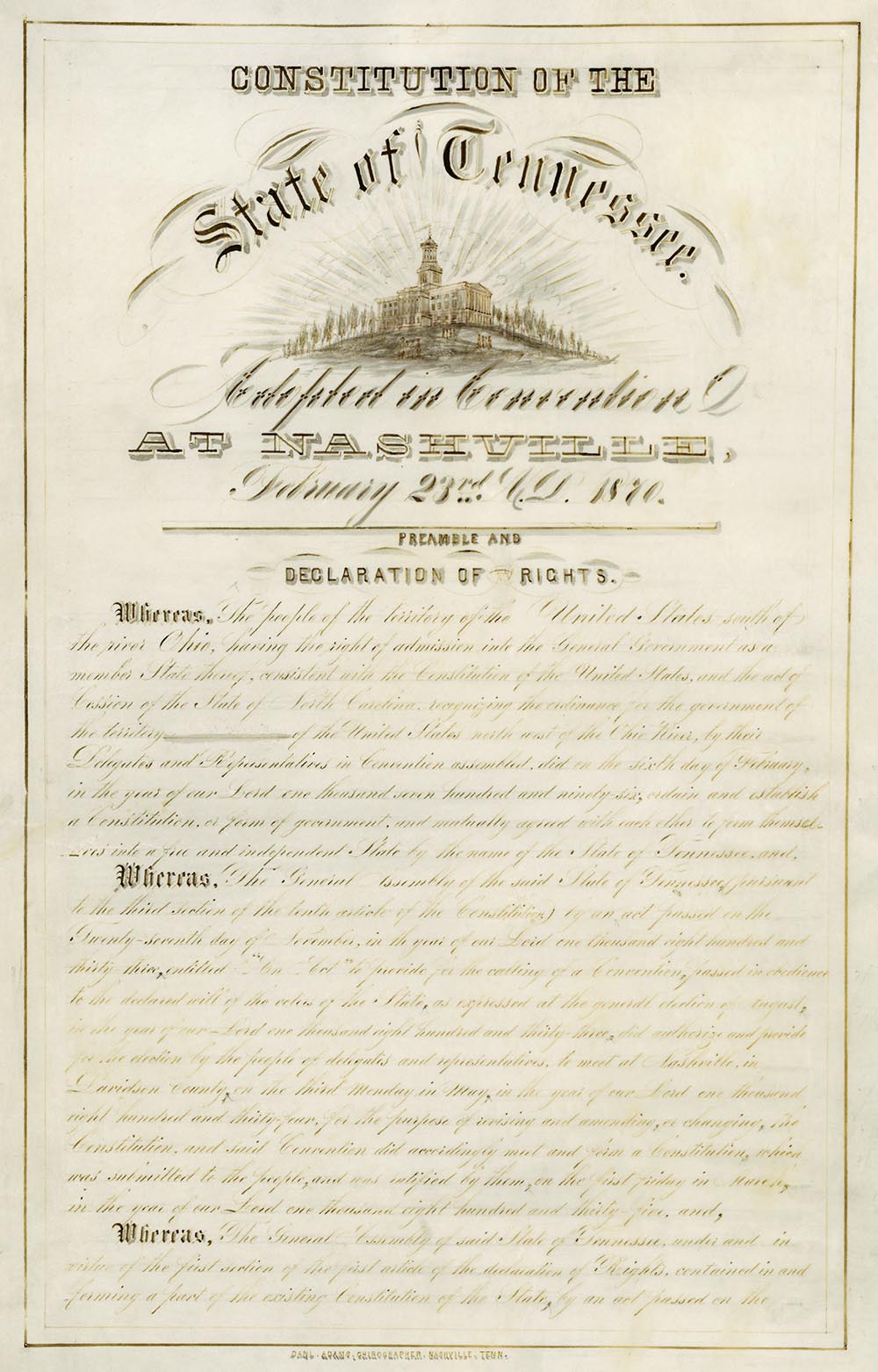 Page from Tennessee's third Constitution, adopted in 1870.