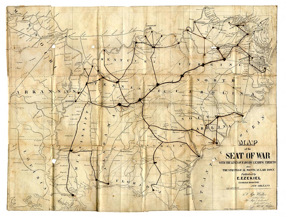 Map of the major locations of the Civil War in 1863