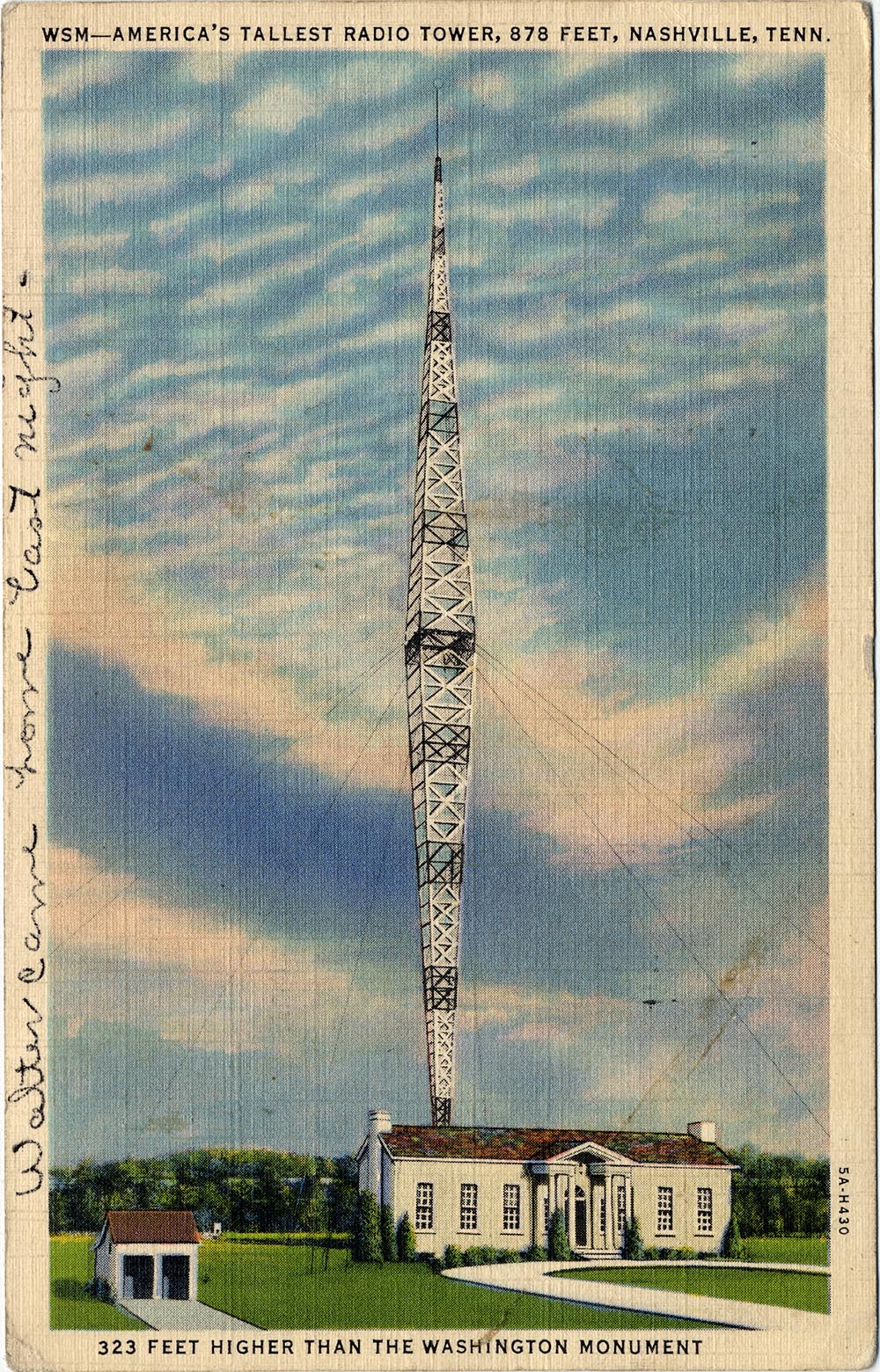 Postcard of the WSM Radio Tower in Nashville